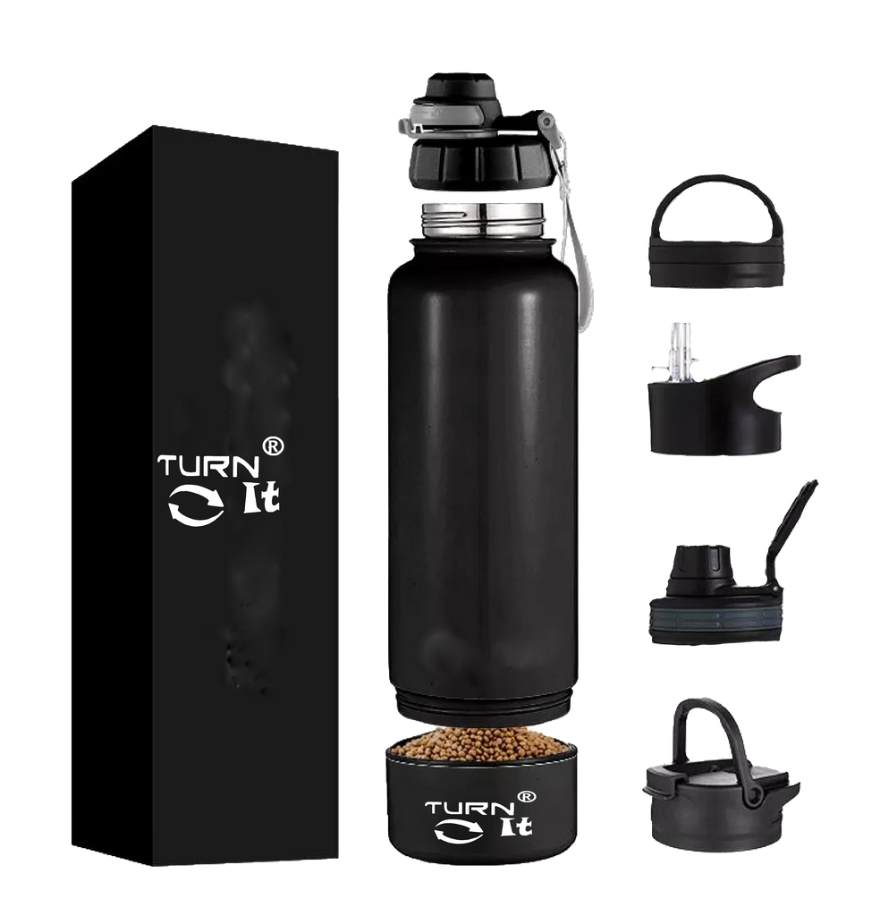 TURNIT® White Stainless-Steel Water Bottles Walled 32oz Fluid Ounces with extra 8oz detachable cup